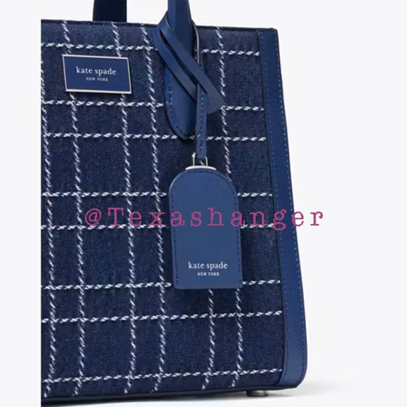 NWT Kate Spade Manhattan Denim Check Small Tote - Picture 7 of 14